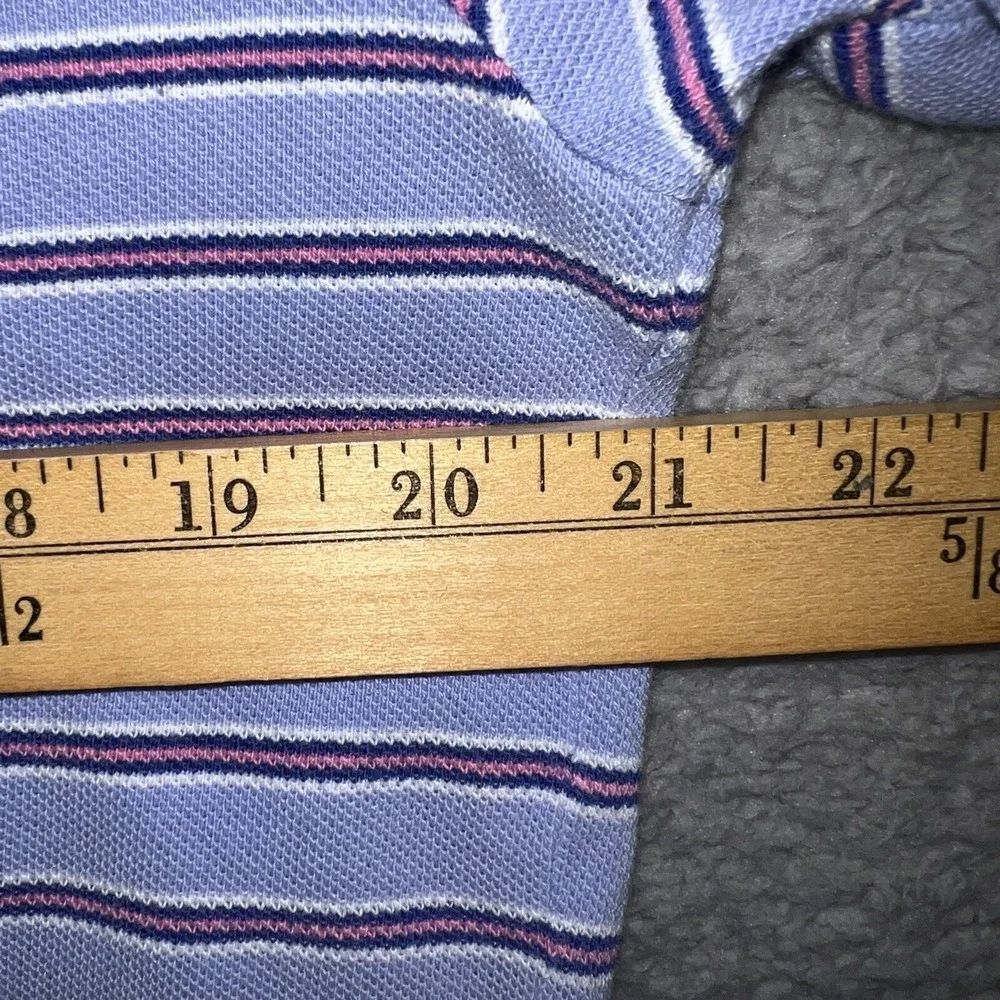 VTG Polo Ralph Lauren Shirt Men's Size M Blue Pink Striped‎ Pink Pony Polo